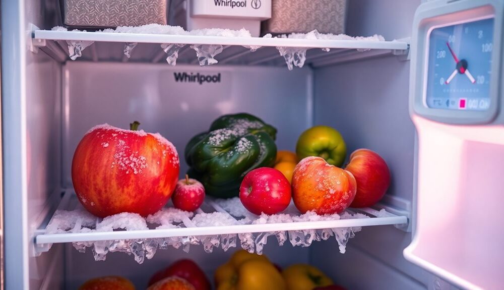 whirlpool fridge food freezing