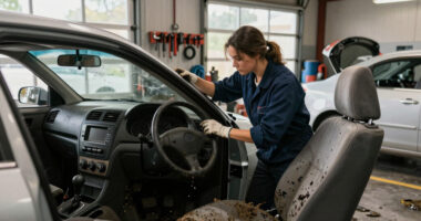 Flood-damaged cars arrive at Atlanta auto repair shops