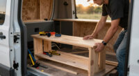 Storage bench build in a van