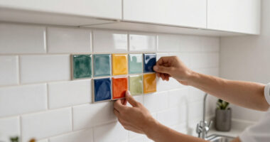 A Builder-Grade Kitchen Gets A Pop Of Color With An Easy Backsplash Upgrade