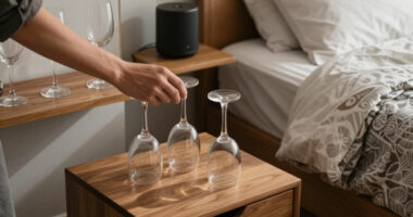 My Sister Uses Wine Glasses For Bedroom Storage, So I Had To Copy Her