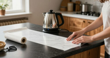 This $50 Amazon Find Made My Dark, Dated Countertops Look Like Expensive Marble